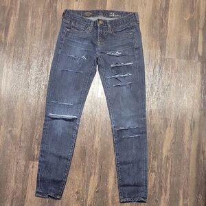 J. Crew Toothpick Distressed Skinny Jeans in Dark Blue SZ 24